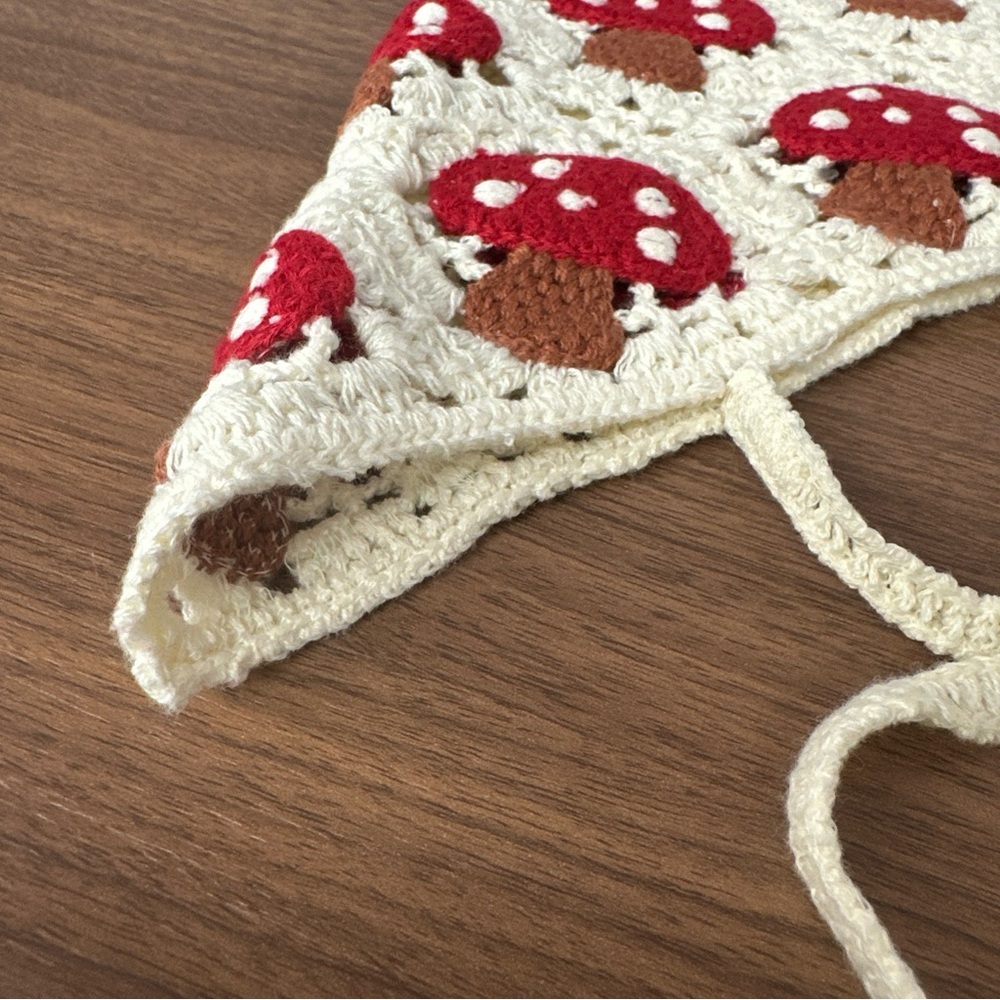 Crochet Mushroom Pattern Kids Bandana <<<<221>>>>> - Picture 5 of 5